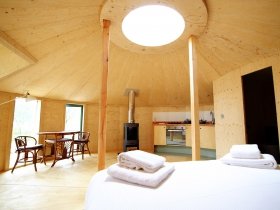 An image showing the interior of Otter yurt at Loch Ken Eco Bothies self catering accommodation eco 