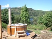 An image showing the luxury hot tubs of Loch Ken Eco Bothies self catering accommodation eco retreat